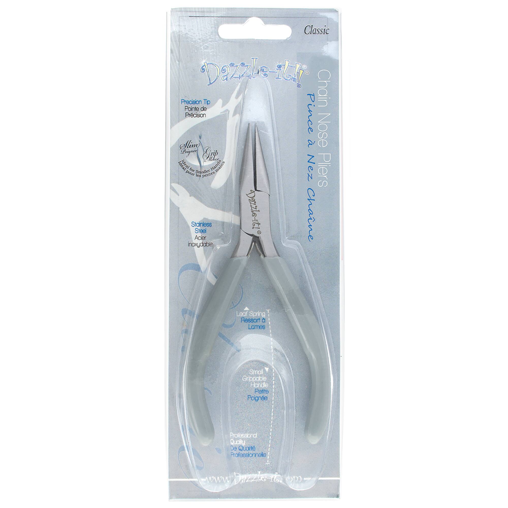 John Bead 4.75" Multi Purpose Classic Slim Stainless Steel Chain Nose Jewelry Pliers